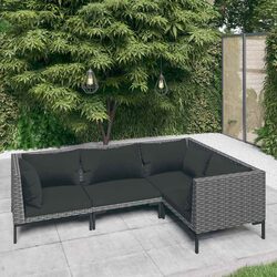 Durable 4 Piece Outdoor Garden Lounge Set in Grey