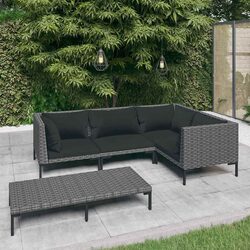 Sturdy 5 Piece Grey Garden Lounge Set with Cushions