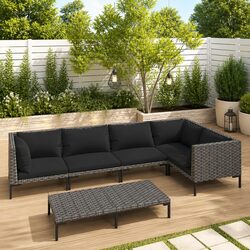 Durable 6 Piece Garden Lounge Set with Grey Cushions