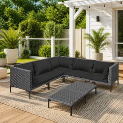 High-Quality 6 Piece Garden Lounge Set with Grey Cushions