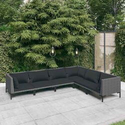Premium 6-Piece Grey Rattan Garden Lounge Set