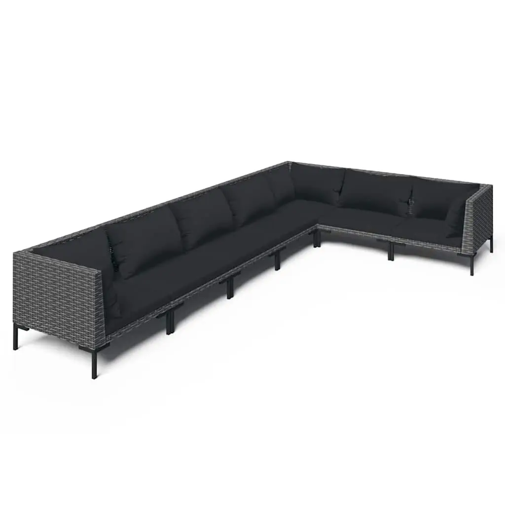 7 Piece Garden Lounge Set PE Rattan Powder-coated Steel Frame Cushions Grey