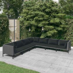 Sturdy 7 Piece Grey Poly Rattan Garden Lounge Set