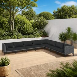 Premium 8 Piece Grey Rattan Garden Lounge Set