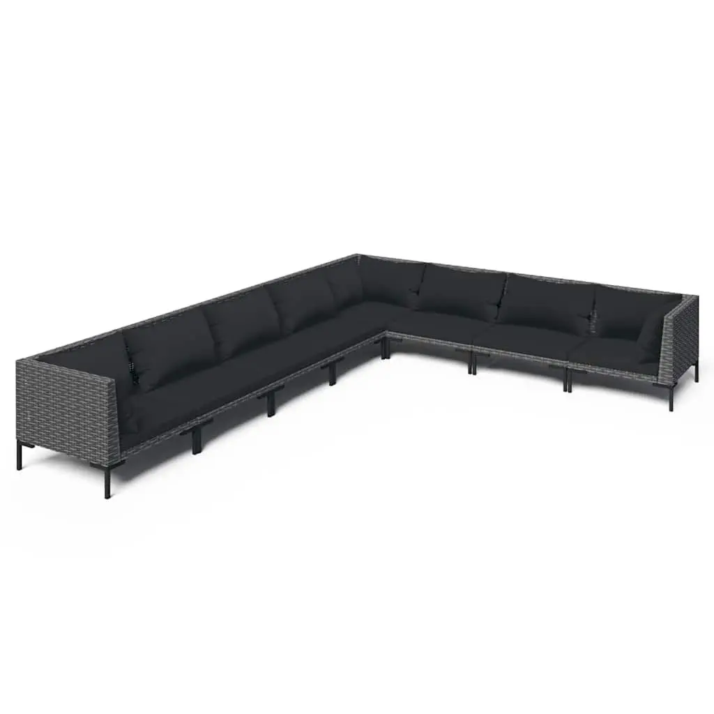 8 Piece Grey Rattan Garden Lounge Set