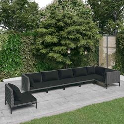Durable 7 Piece Grey Garden Lounge Set with Cushions