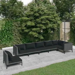 Durable 7 Piece Grey Garden Lounge Set with Cushions