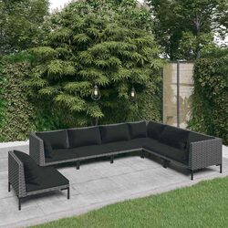 Durable 7-Piece Garden Lounge Set in Grey Rattan