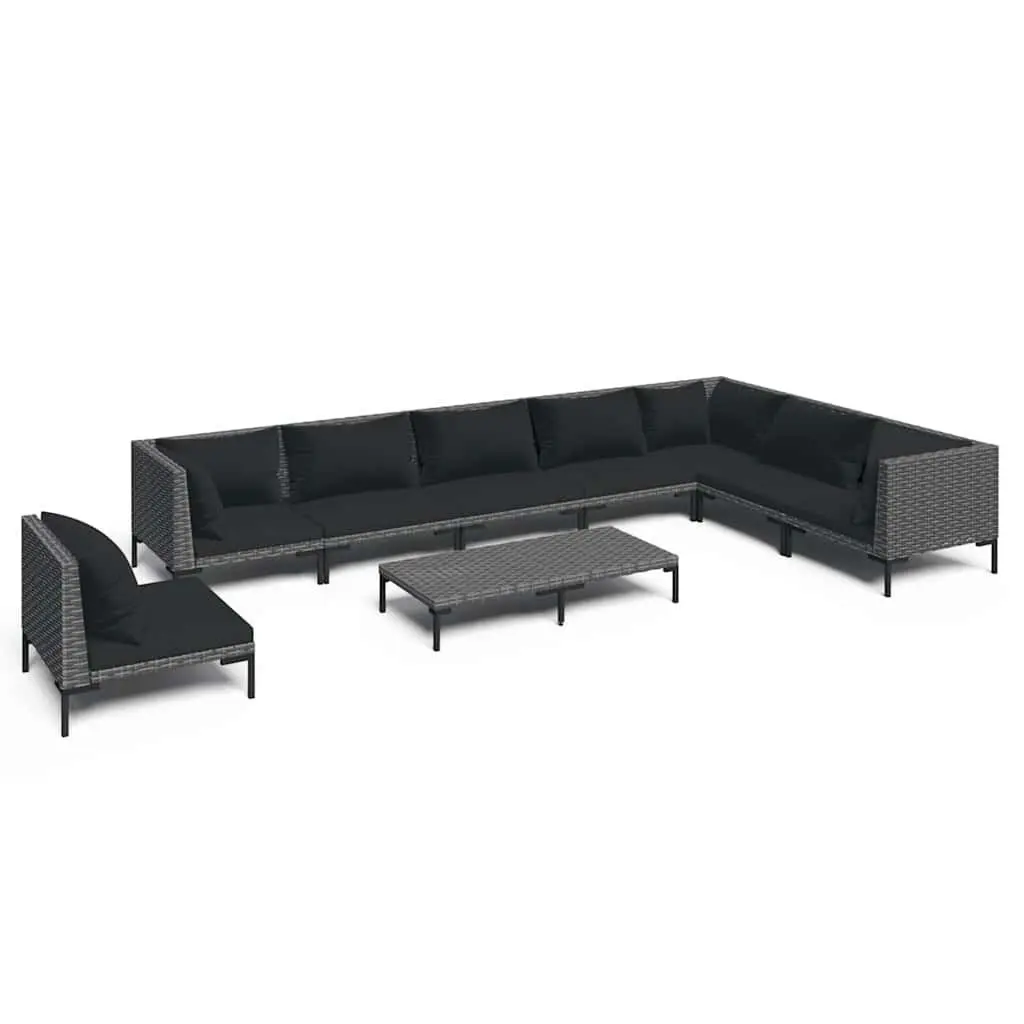 9 Piece Modular Garden Lounge Set with Corner Sofa & Chairs