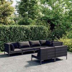 7-Piece Grey Rattan Garden Lounge Set for Outdoor Comfort