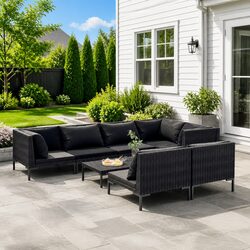 Sturdy 8 Piece Garden Lounge Set in Grey with Cushions