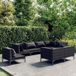 Durable 8-Piece Garden Lounge Set with Grey Cushions