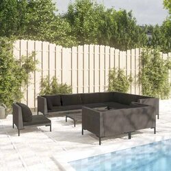 Garden Lounge Set 10 Piece Patio Outdoor Furniture Sofa with Cushions Grey