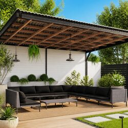 Durable 12 Piece Grey Garden Lounge Set with Cushions