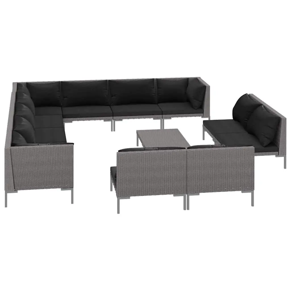 13 Piece Outdoor Lounge Set with Grey Cushions