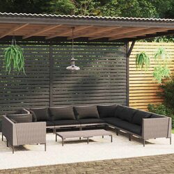 Durable 10 Piece Outdoor Garden Lounge Set with Cushions