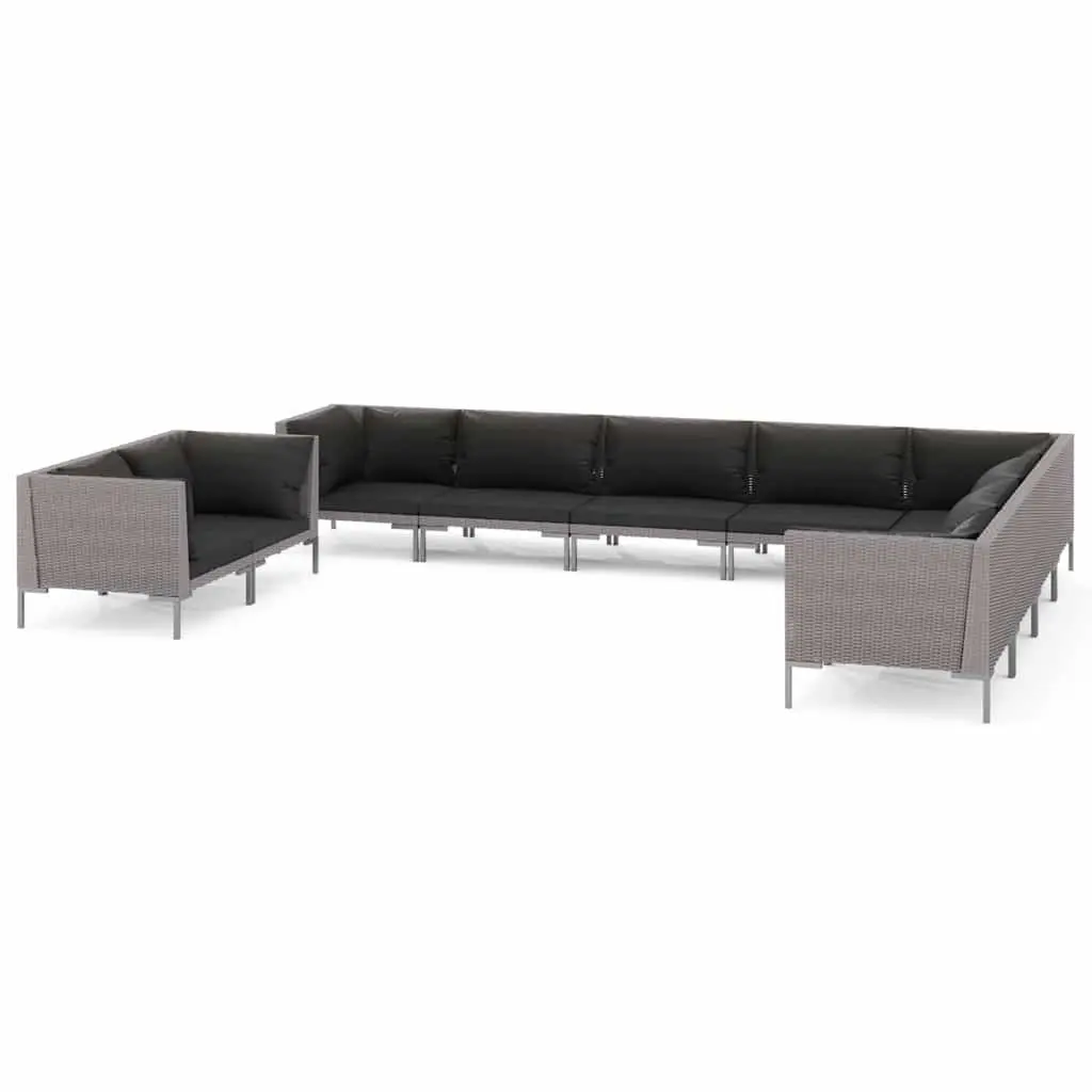 10-Piece Grey Garden Lounge Set with Cushions