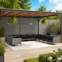 11-Piece Grey Garden Lounge Set for Outdoor Comfort