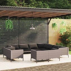Premium 11-Piece Garden Lounge Set with Grey Cushions