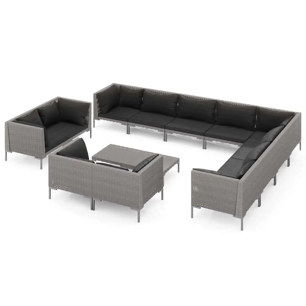 13-Piece Grey Rattan Garden Lounge Set