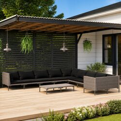 Durable 10 Piece Outdoor Garden Lounge Set with Cushions
