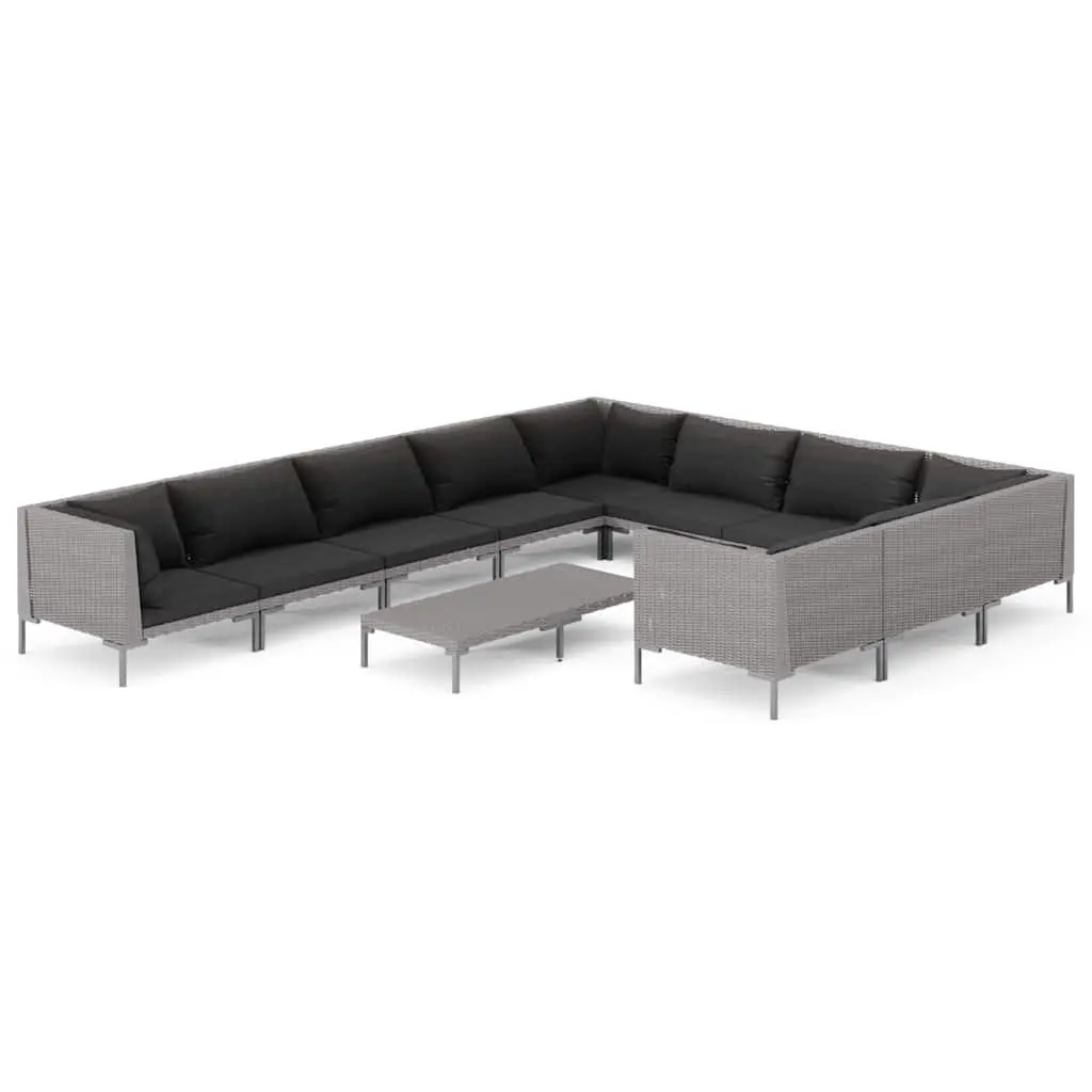 11-Piece Grey Garden Lounge Set with Cushions