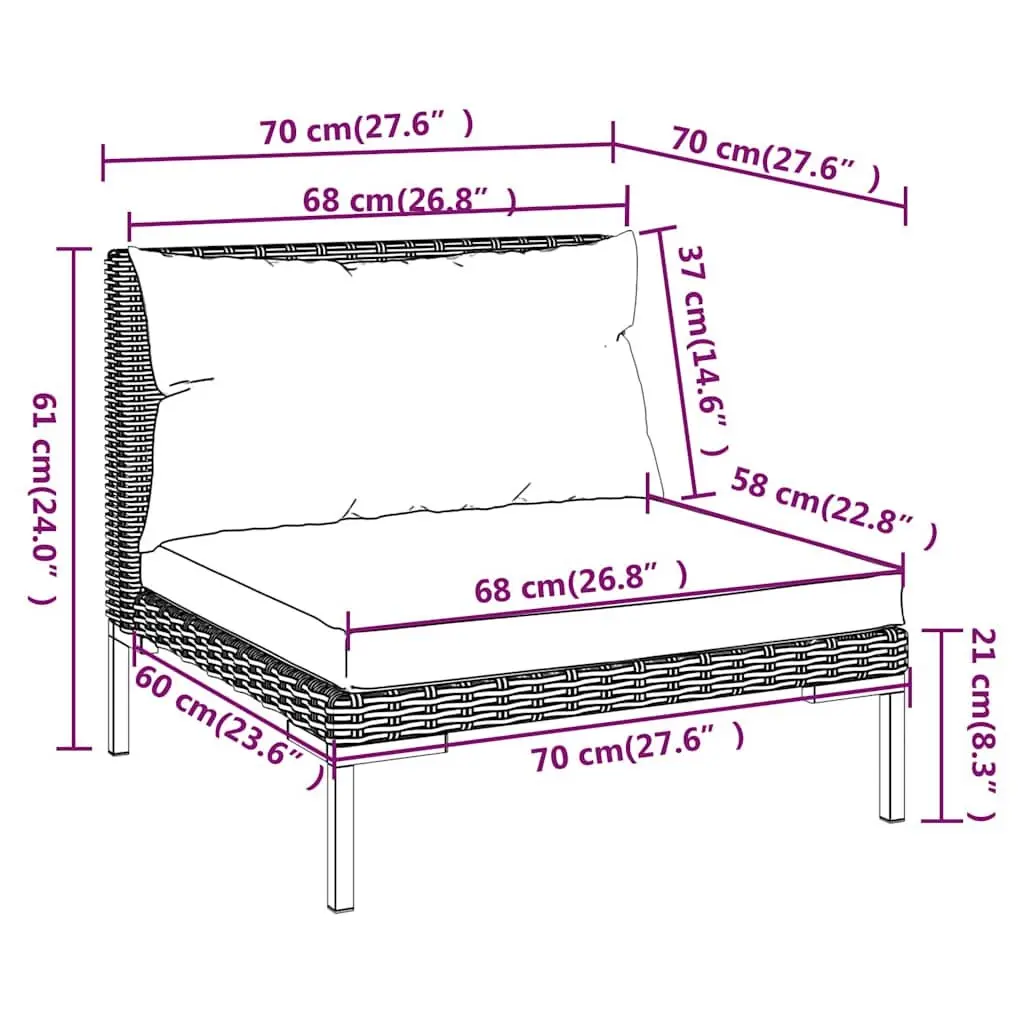 11-Piece Grey Garden Lounge Set with Cushions