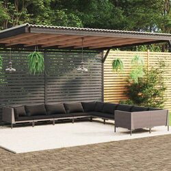 Durable 10-Piece Garden Lounge Set with Grey Cushions