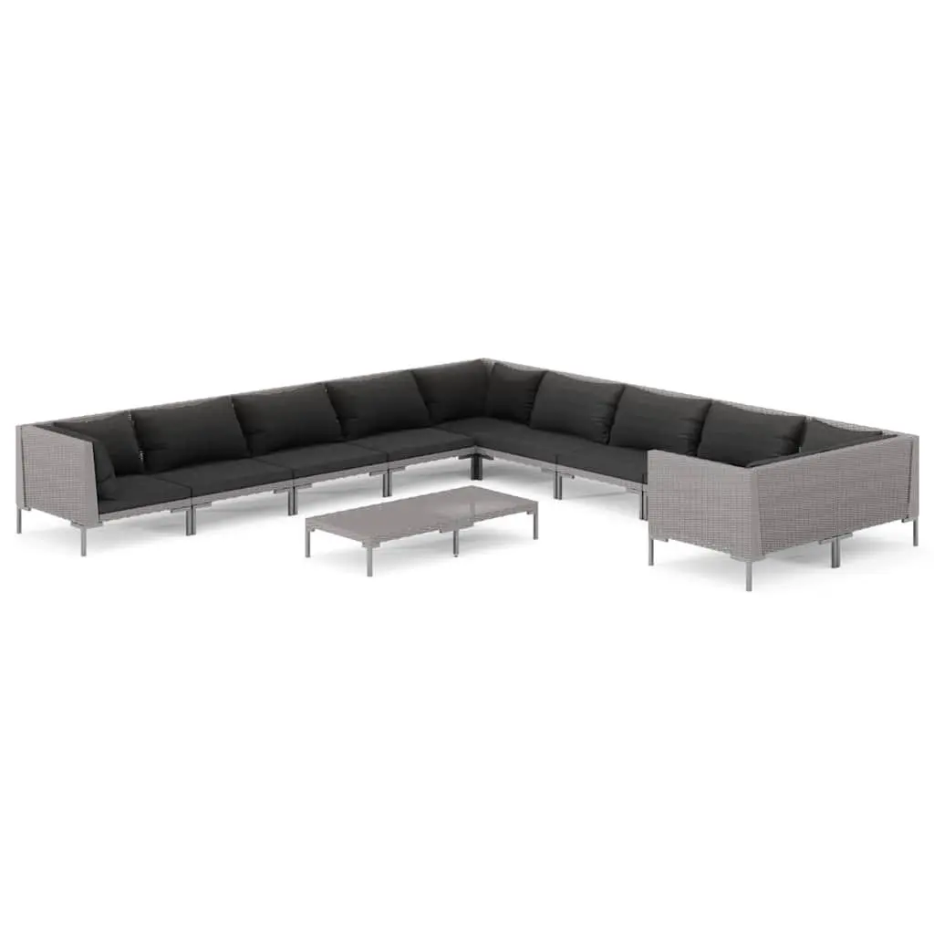 11 Piece Garden Lounge Set with Cushions Grey