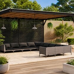 High-Quality 11 Piece Grey Outdoor Garden Lounge Set