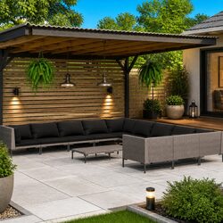 Durable 12-Piece Grey Outdoor Garden Lounge Set