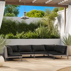 Sturdy 6-Piece Garden Lounge Set in Grey Poly Rattan