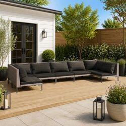 Durable 7-Piece Grey Garden Lounge Set for Outdoor Relaxation