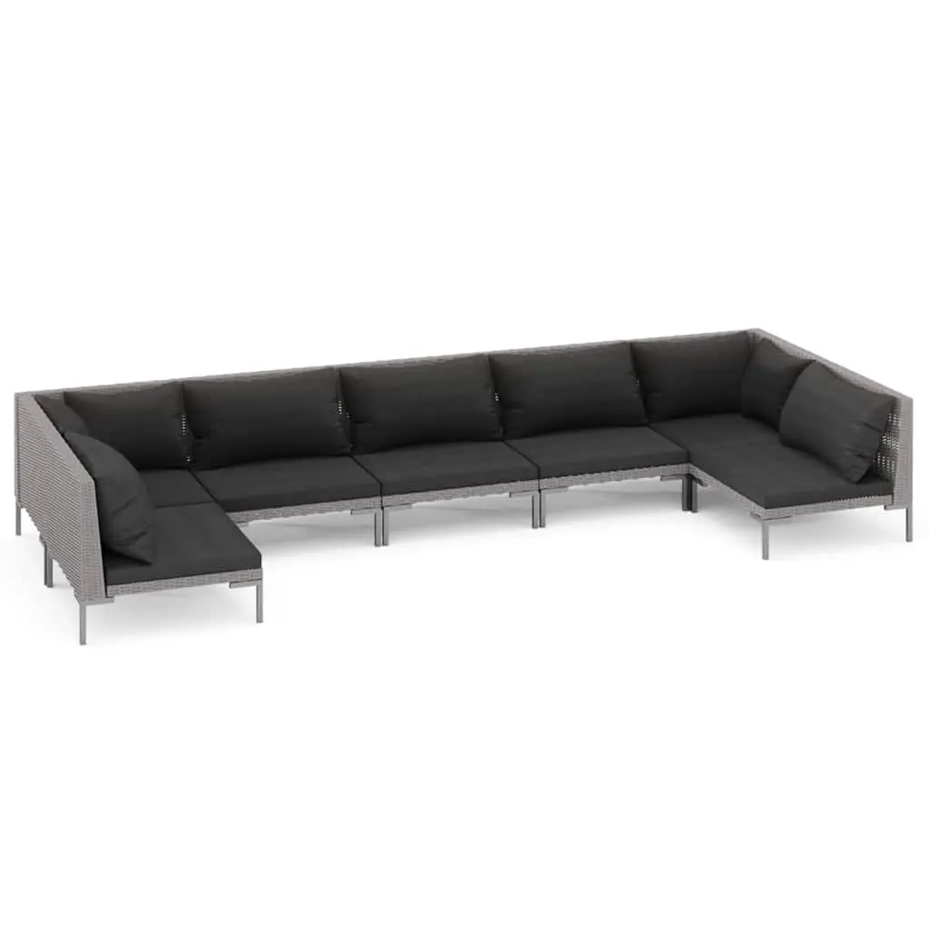 Garden Lounge Set Poly Rattan 7 Piece Outdoor Patio Furniture Grey