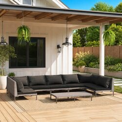 8 Piece Garden Lounge Set for Outdoor Spaces in Grey