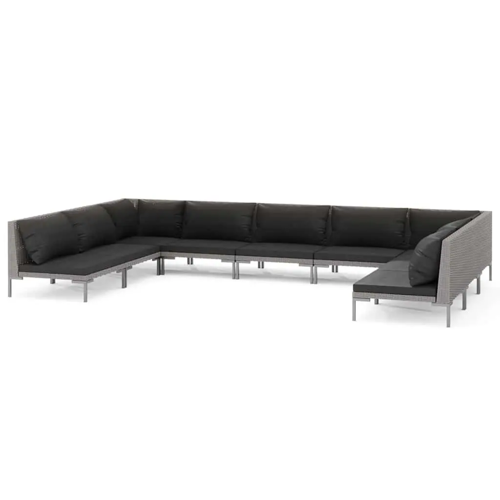 9 Piece Grey Rattan Garden Lounge Set