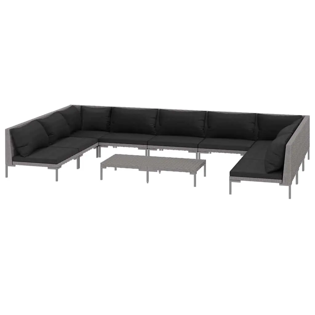 10-Piece Outdoor Lounge Set in Grey Rattan