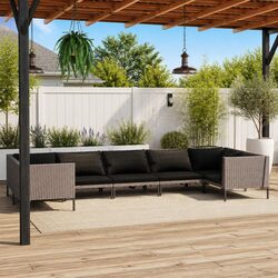 Durable 7-Piece Garden Lounge Set with Cushions in Grey