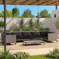 Sturdy 8 Piece Outdoor Garden Lounge Set with Cushions