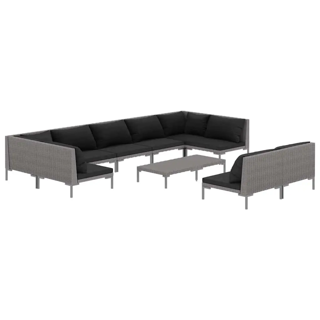 10-Piece Grey Garden Lounge Set with Cushions