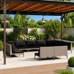 Durable 11 Piece Grey Garden Lounge Set with Cushions