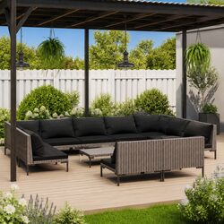 Durable 12 Piece Garden Lounge Set with Cushions in Grey