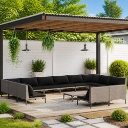 Premium 13-Piece Grey Rattan Garden Lounge Set with Cushions