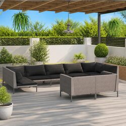 Durable 9-Piece Garden Lounge Set with Cushions