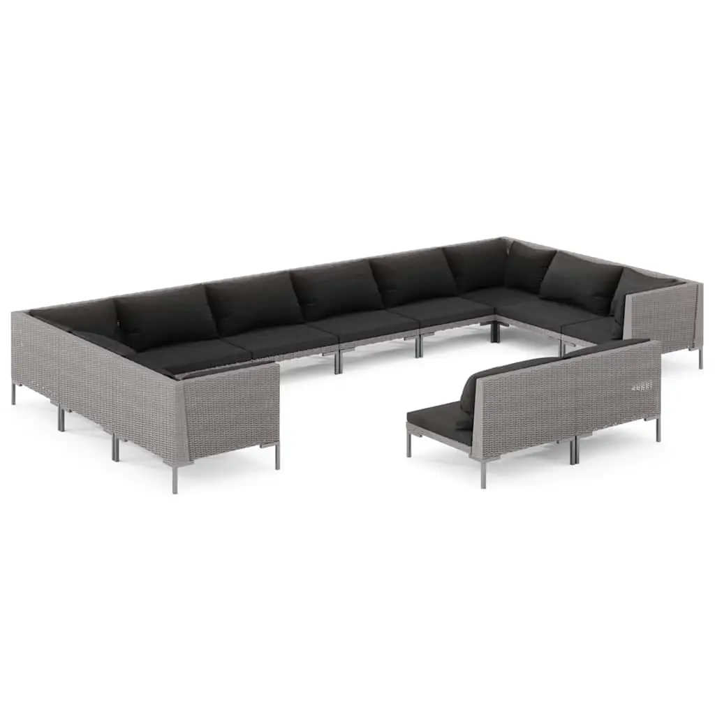 12-Piece Grey Rattan Garden Lounge Set