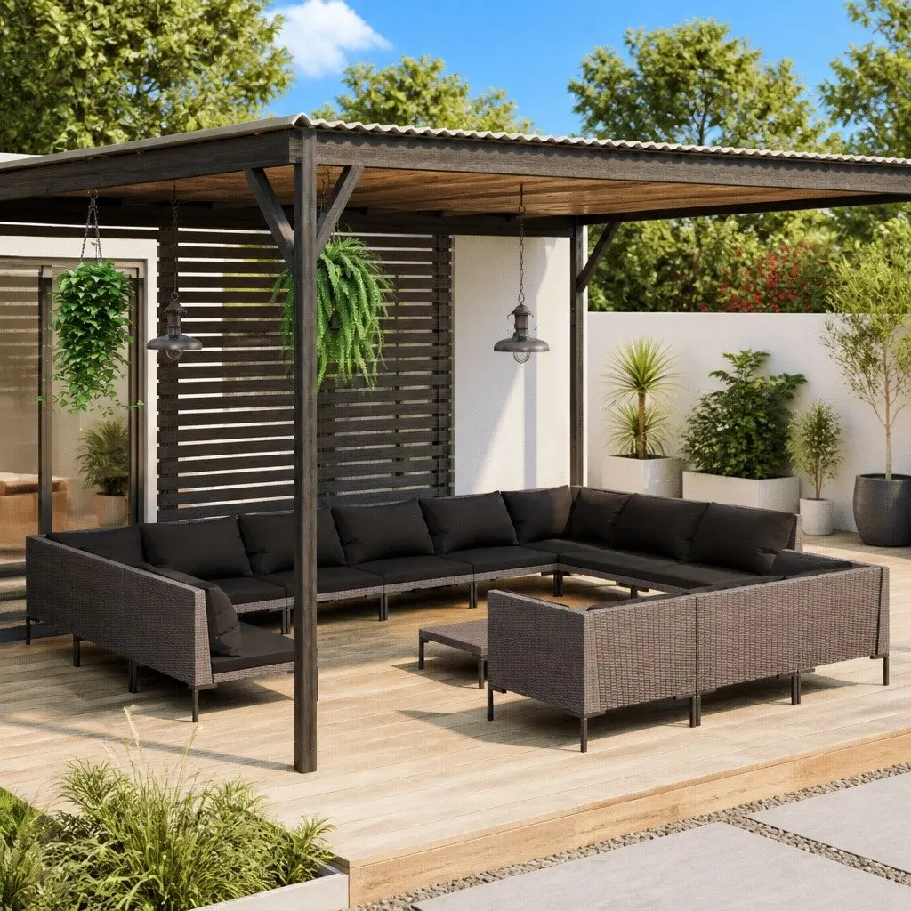 14 Piece Garden Lounge Set with Grey Rattan