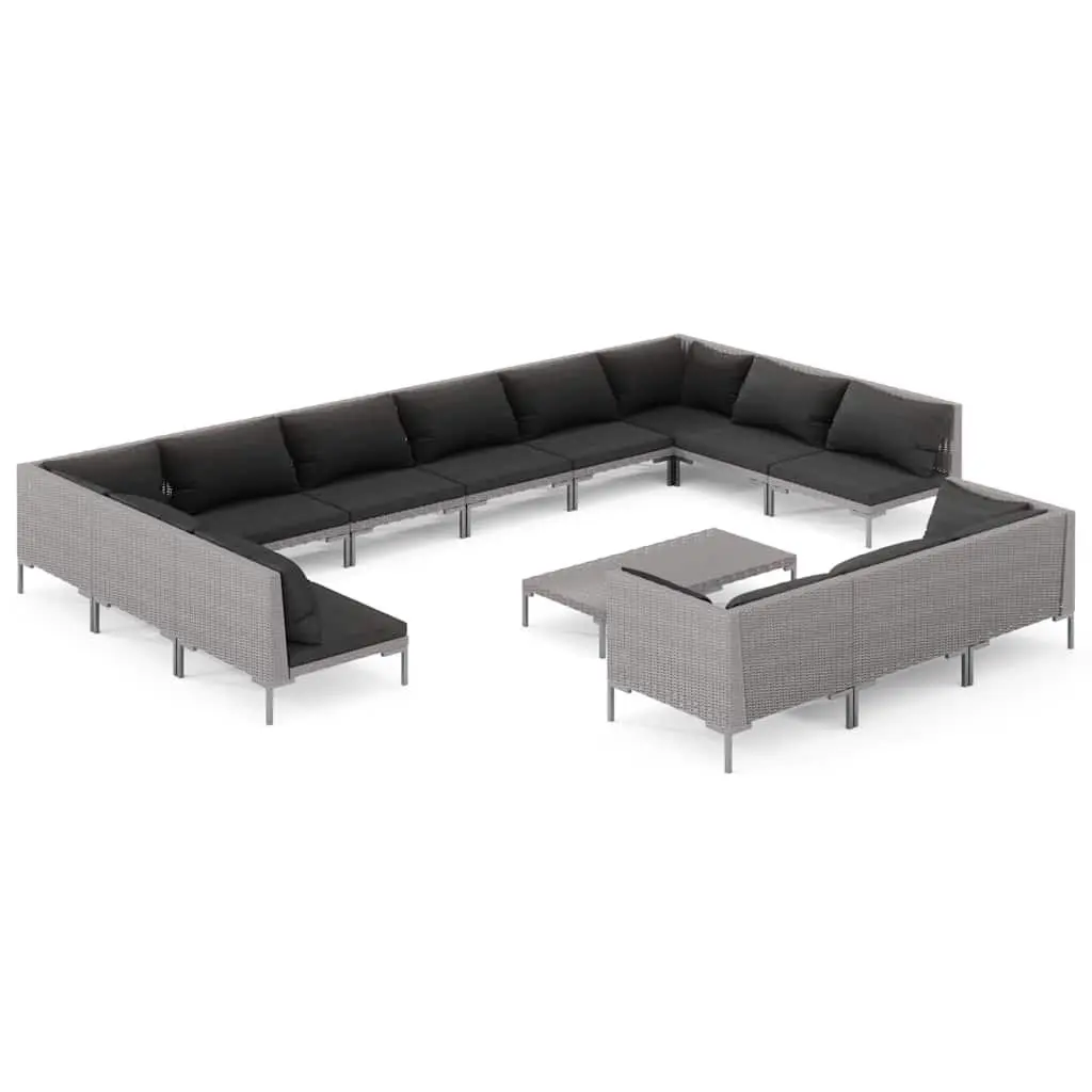 14 Piece Garden Lounge Set with Grey Rattan