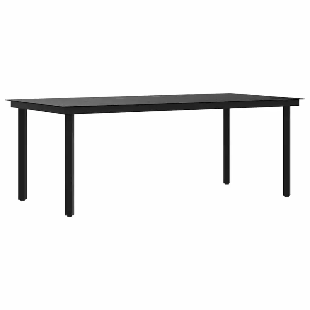 Black Steel Frame Glass Top Garden Dining Table