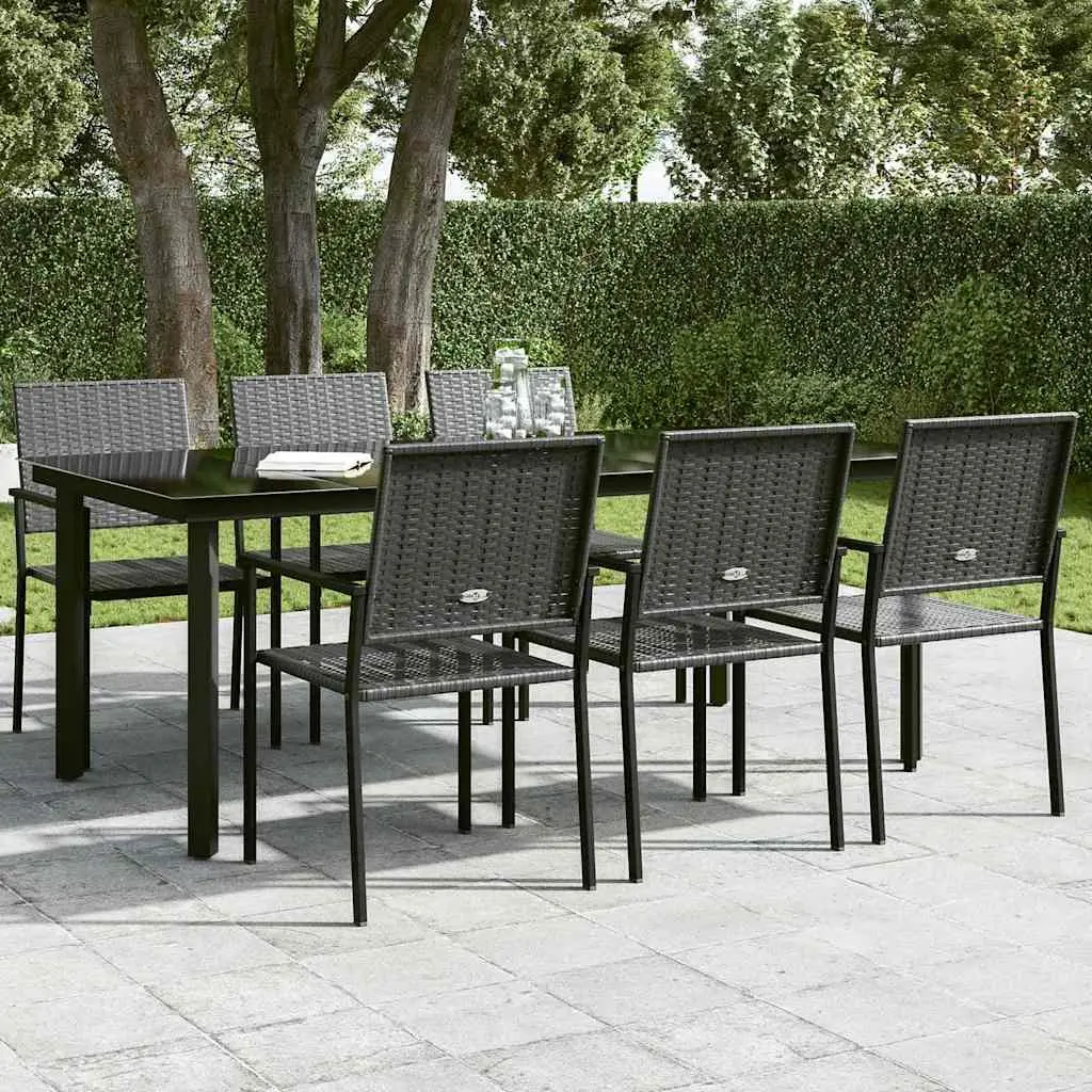 Black Steel Frame Glass Top Garden Dining Table