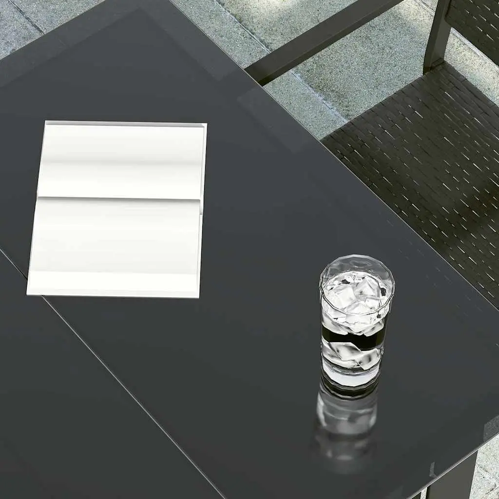 Black Steel Frame Glass Top Garden Dining Table